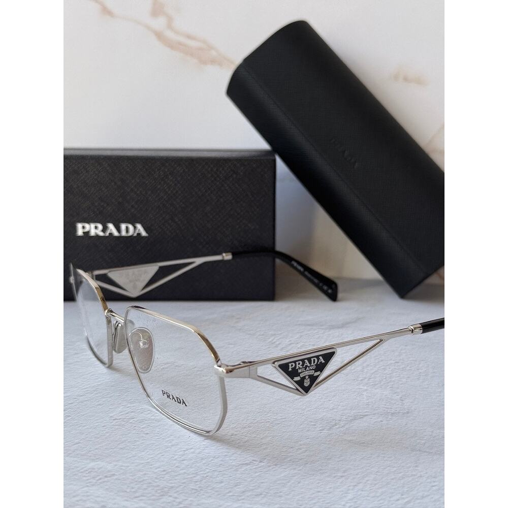 NEW Prada PR A53V Silver Hexagon Unisex Eyeglasses Frames - Picture 5 of 8